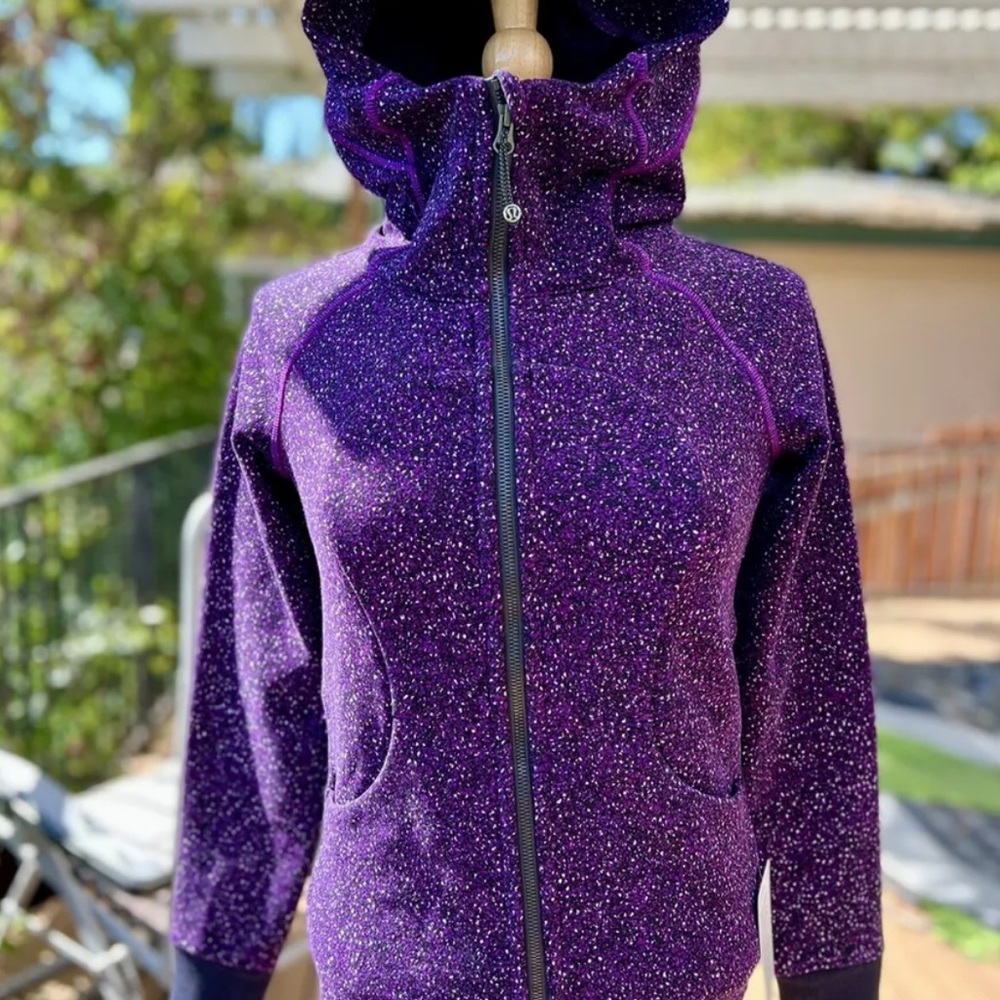 Lululemon Space Dye Purple Speckled Hoodie Scuba jacket size small 8 EUC